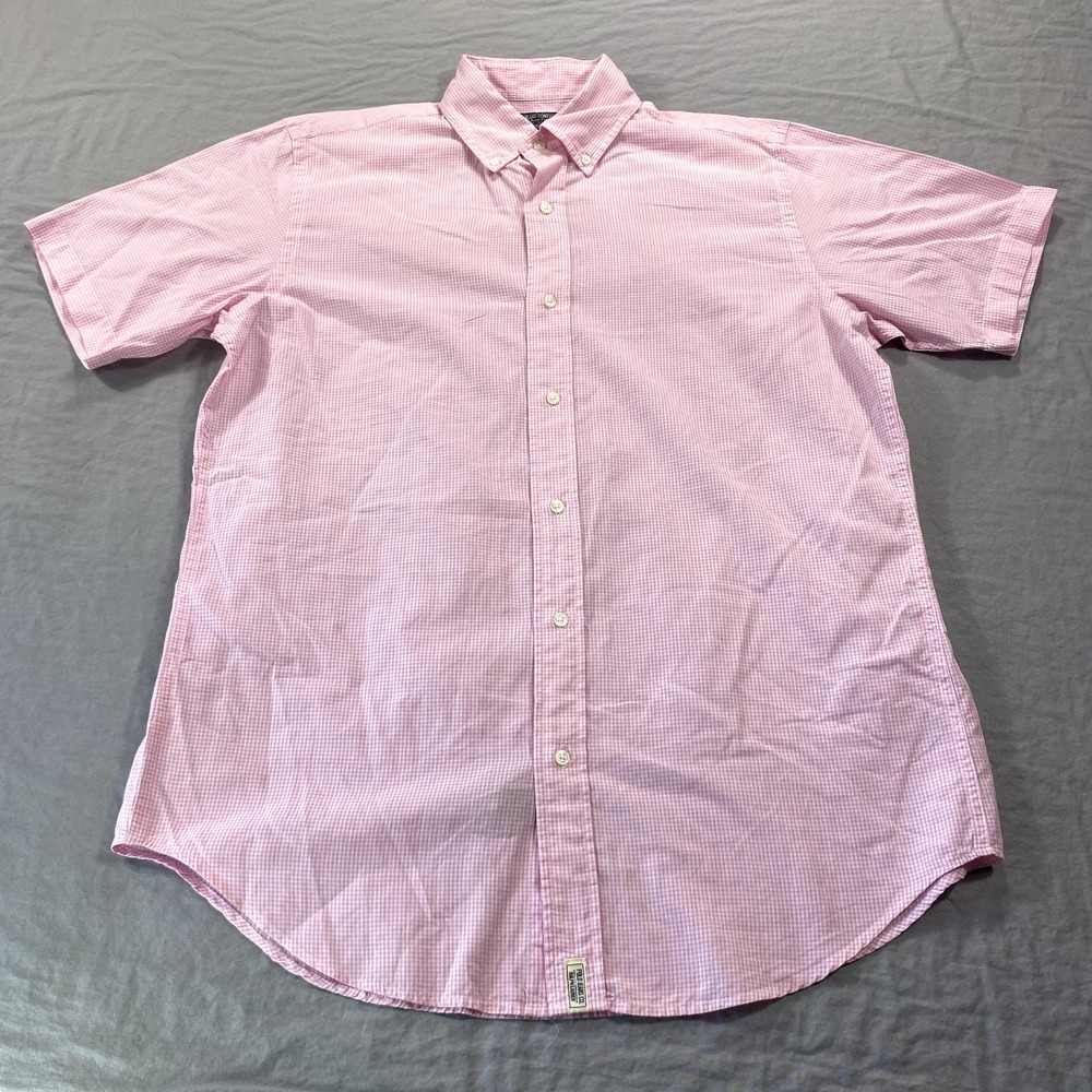 Polo Jeans Co Ralph Lauren Shirt Mens Medium Pink Check Button Up Casual Adult